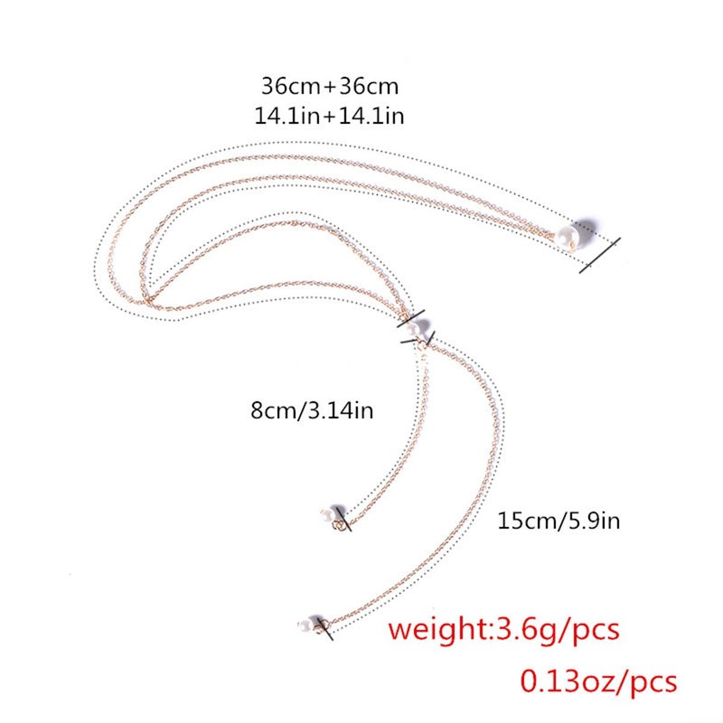Olbye Back Necklace Pearl Backdrop Necklaces Body Chain Jewelry for Women Bridal Jewelry (Silver) - Image 3